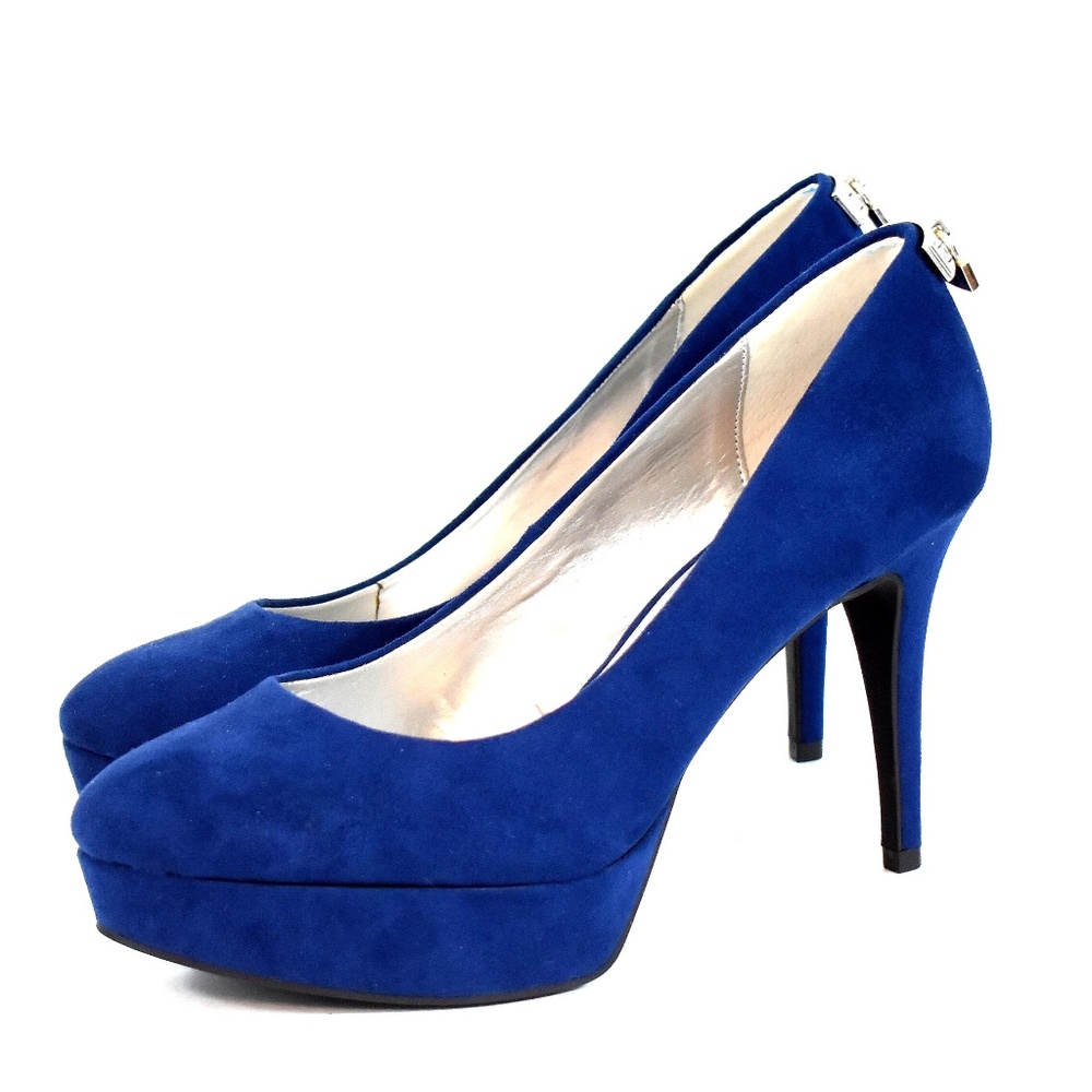 Guess Blue Heels w/ Silver Lock on Heels EUC